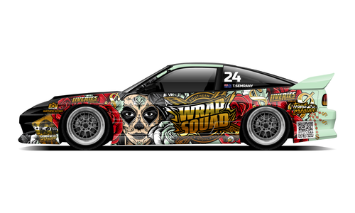 Nissan 180SX with Tiana Kaiserfeld tattoo-inspired drift livery