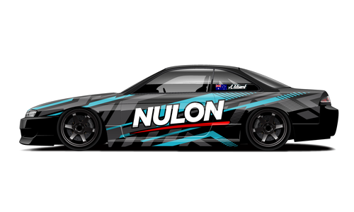 Nissan S14 with Nulon drift livery in teal and black.