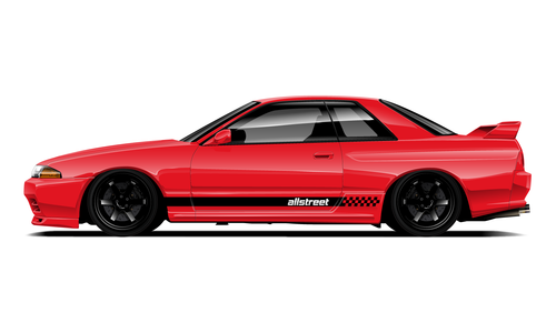 Nissan R32 with red and black All Street decal design.