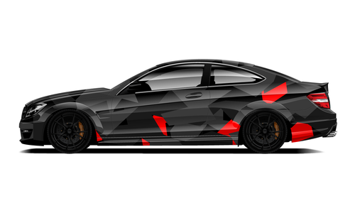 Mercedes C63 AMG street livery in black and red.