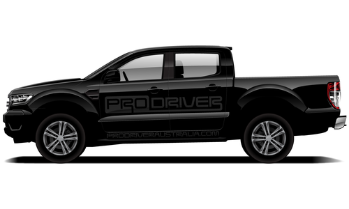 Pro Driver corporate vehicle graphics in an all-black design for a professional driving service.