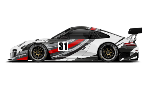 Charlie Khoury's Porsche with white and red street/circuit livery.