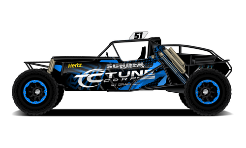 TC Tune Corp buggie with offroad black and blue livery.