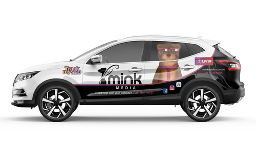 Mink Media delivery vehicle wrap featuring a playful design and strong branding for media industry visibility.