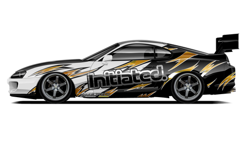 Toyota Supra with Initiated black and gold drift livery.