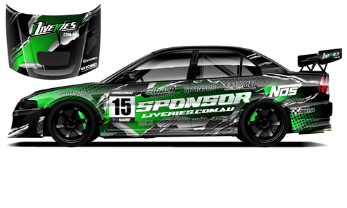 Evo 6 Green and Black Sponsor Livery - Dynamic Drift or Circuit Design - FOR SALE! Green and black sponsor drift livery, dynamic design for sale.