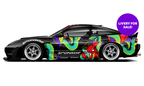 180sx Nissan JDM Graphic snake-themed drift livery design, unique and available for sale