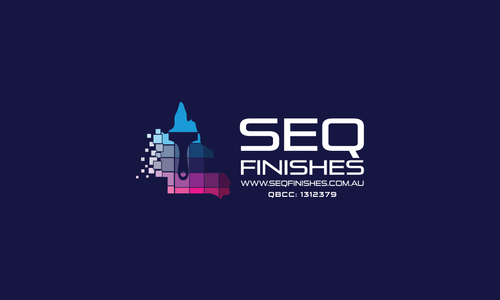 SEQ Finishes logo with geometric design and text in purple and teal.