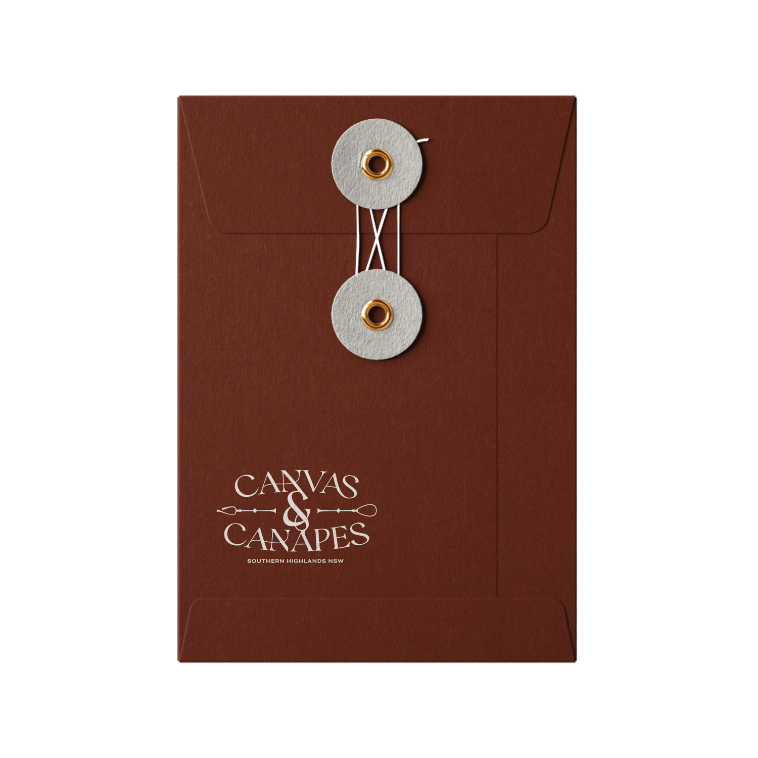 Custom envelope for Canvas & Canapes, featuring elegant branding for enhanced business presentation.