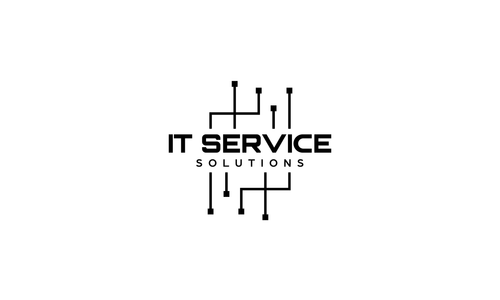 IT Service Solutions logo with minimalist tech-inspired design.