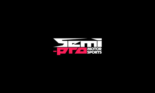 Semi-Pro Motorsports logo in pink and white with a bold, modern look.