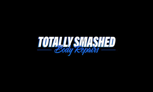 Totally Smashed Body Repairs logo with bold text, representing high-quality auto body repair services.