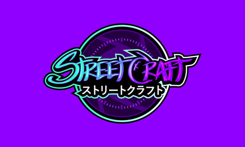 Street Craft logo in neon colours with Japanese typography.