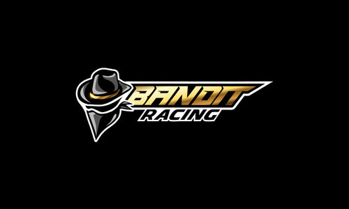 Bandit Racing logo with bold, edgy typography embodying speed and excitement in motorsports.