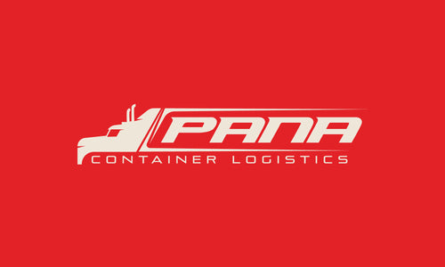 Pana Container Logistics logo in red and white with strong, clean design.
