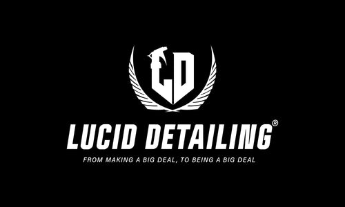 Lucid Detailing automotive detailing logo in black and white minimalist design.