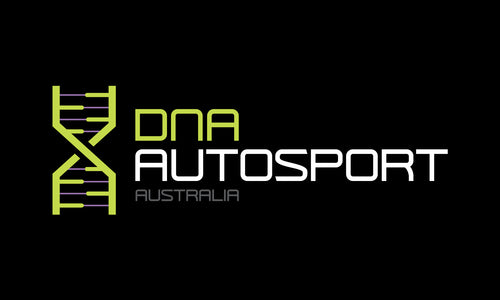 DNA Autosport Australia logo with DNA-inspired elements symbolising high-performance motorsport engineering.
