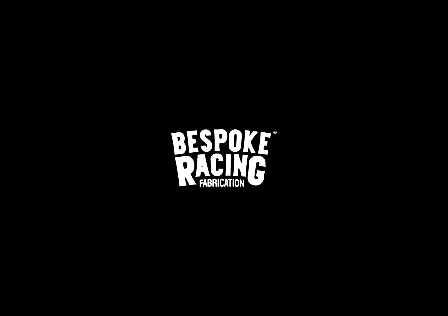 Bespoke Racing Fabrication logo on black background, custom-designed by Tiana Creative to reflect a strong and versatile brand identity.