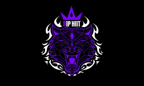 RIP HIIT logo with a fierce wolf graphic in black and purple.
