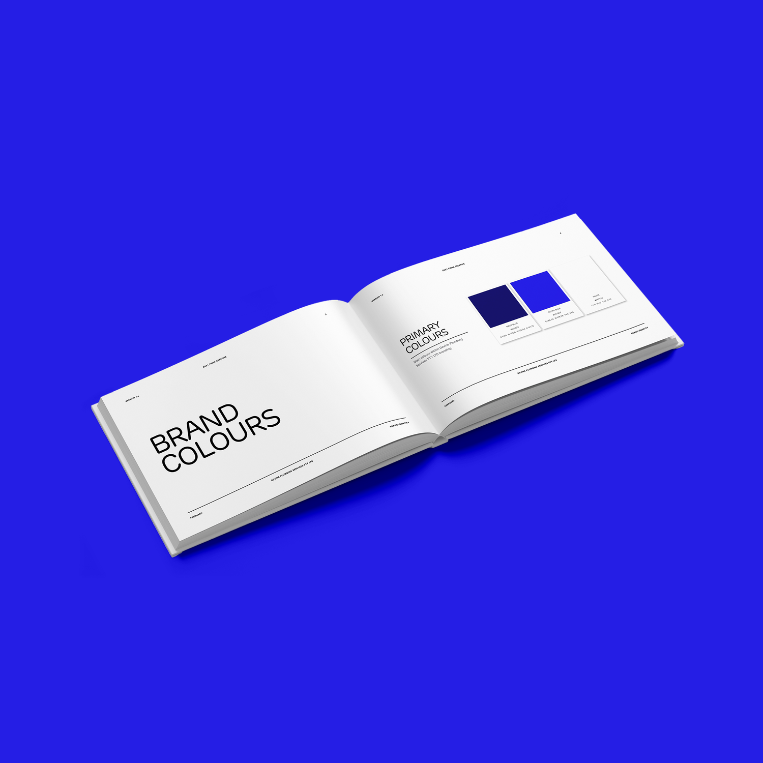 Brand colours guideline book with custom colour palette design, part of Tiana Creative's branding services to ensure brand consistency.